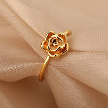Rose Flower Rings For Women Couples Vintage Jewelry Gold Color Creative Finger Rings Trend Female Wedding Girl Aesthetics Gift 2024 - buy cheap