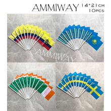 Ammiway-bandeira mundial das mãos pequenas, bandeira nos tamanhos 14x21cm, 10 pçs, canadá, suécia, alemanha, países nacionais, poliéster, com polos de plástico 2024 - compre barato