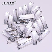 JUNAO 100pcs 7*26mm Clear White Color Sewing Rhinestones Rectangle Crystal Stones Sew On Acrylic Gems For DIY Needlework Crafts 2024 - buy cheap