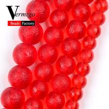 Miçangas redondas de vidro meteorito para fazer joias, pulseiras diy de cristal curativo com 6mm 8mm 10mm, polido vermelho e preto 2024 - compre barato