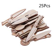 25pcs Laser Cut Wood Tableware Embellishment Wooden Shape Craft Wedding Decor   2024 - buy cheap