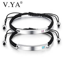 V.YA Stainless Steel Simple Bracelet For Men And Women Engraved Name Bracelets Jewelry Presents Between Lovers 2024 - buy cheap