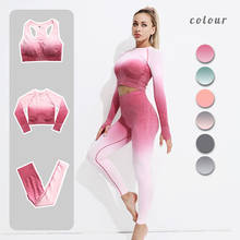 Seamless Yoga Set Athletic Yoga Set  Fitness Bra Long Sleeve Gym Clothing Crop Top High Waist Leggings Workout Clothes For Women 2024 - buy cheap