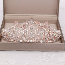 Luxuy  Handmade Wedding Crown Baroque Rhinestone Pearl Crystal Headband Wedding Hair Accessories Bridal Crown Hair Accessories 2024 - buy cheap