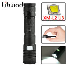 Litwod Z201301 XM-L2 U3 Micro USB Rechargeable LED Flashlight torch Zoomable 5 Modes switch Aluminum Lanterna flashlight Torch 2024 - buy cheap