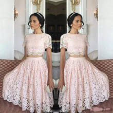 Arabic Short Homecoming Dresses Two Pieces Full Lace For Party  Gowns Formal Cocktail Party Gowns Celebrity Mini Prom 2024 - buy cheap