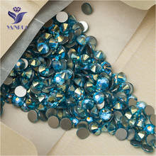 YANRUO 2058NoHF все размеры Аквамарин AB Flatback стразы кристаллы камень без горячей фиксации Стразы для дизайна ногтей 2024 - купить недорого