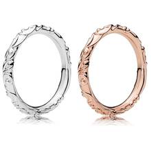 Rose Regal Pattern Swirling Regalesque With Crystal Ring 925 Sterling Silver Ring For Women Wedding Gift Europe DIY Jewelry 2024 - buy cheap