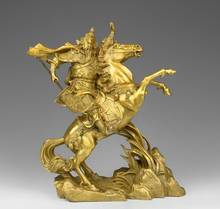 free shipping 47cm China Brass Copper Dragon Sword Guan Gong God Guan Yu Buddha Ride Horse Statue 2024 - buy cheap