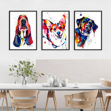 Póster de retrato de perro con acuarela creativa, arte decorativo para el hogar, pintura en lienzo, imágenes de pared para sala de estar, impresión Animal 2024 - compra barato