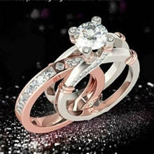 Набор женских обручальных колец, из розового золота кольца со стразами пробы 2024 - купить недорого