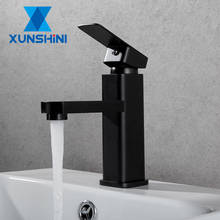 XUNSHINI Free Shipping Black Square Paint Faucet Sink Washbasin Faucet Bathroom Basin Faucets Hot Cold Mixer Tap Single Hole 2024 - buy cheap