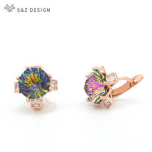 S & Z-pendientes colgantes de cristal coloridos para mujer, joyería de fiesta de boda, oro rosa 585, antialérgico 2024 - compra barato