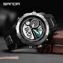 SANDA-reloj deportivo para hombre, cronógrafo de pulsera de cuarzo, analógico, Digital, con pantalla Dual, resistente al agua 2024 - compra barato