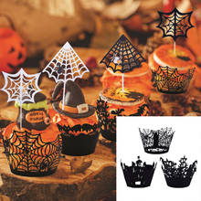 Halloween Spider Web Cupcake Liner Cake Toppers Castle Wizard Cupcake Wrappers For Halloween Party Decoration Baking Supplies 2024 - buy cheap