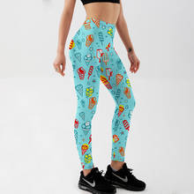 Workout Blue Push Up Women Fashion High Waist Women Fitness Leggings Sportswear Digital Print Elastic Cartoon Legging 2024 - buy cheap