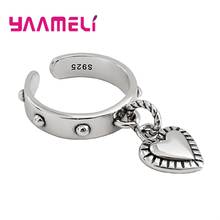 Statment Punk Opening Adjustable Hip Hop Ring for Men Woman 925 Sterling Silver Rivet Heart Charm Hot Selling Party Jewellery 2024 - buy cheap