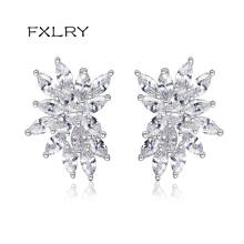 FXLRY, nuevo diseño de alta calidad, Color blanco AAA, zirconio cúbico, pendientes de lujo de moda para mujeres, joyería de moda 2024 - compra barato
