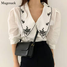 Floral Embroidery Puff Short Sleeve White Shirts Women Vintage Blusas Mujer Korean Chic Elegant Blouse Women Clothes Tops 14443 2024 - buy cheap
