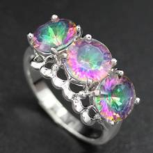 Shunxunze-anéis de casamento para noivado, joia para mulheres, arco-íris e zircônio cúbico branco, banhado a rodio, r790, tamanho 6, 7, 8, 9 2024 - compre barato