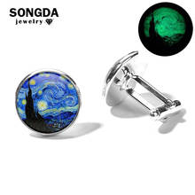 SONGDA-gemelos de la noche estrellada, mancuernas de la famosa pintura de Van Gogh, diseño Harajuku feliz, botones, traje de camisa de negocios 2024 - compra barato