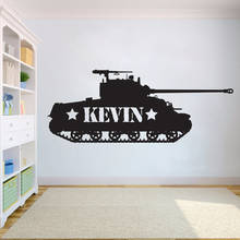 Personalized Kids Tank wall decor Military Wall decals Custom name stickers for Nursery Bedroom Boy Teenager Room decor HY747 2024 - buy cheap