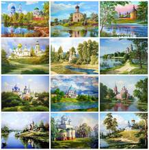 EverShine 5D DIY Landscape Diamond Mosaic Full Square Church Cross Stitch Diamond Embroidery Lake Rhinestones Art Hobby Gift 2024 - buy cheap