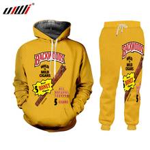 Ujwi-conjunto moletom masculino com capuz, 2 peças, amarelo, gola redonda, roupa urbana, costas nuas, outono/inverno, 2019 2024 - compre barato