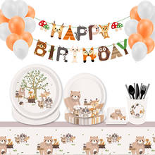 Vajilla desechable con temática Animal para fiesta de cumpleaños, platos de papel de jungla para niños, tazas, Safari, bosque, suministros para fiesta de boda 2023 - compra barato