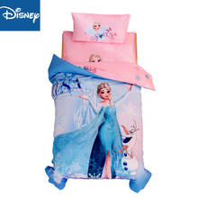 Disney Frozen Blue Elsa Princess Bedding set for girl 47X59 Crib Size Duvet Cover pillow Sham Cotton Bed Linen Girls Comforter 2024 - buy cheap