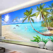 Papel tapiz fotográfico 3D personalizado de cualquier tamaño, hermoso árbol de coco de playa, para dormitorio, sala de estar, Mural de fondo, papeles tapiz, decoración del hogar 2024 - compra barato