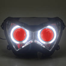 Custom Fully Assembled Projector Headlight Assembly HID White Angel Eyes Red Demon Eyes For Kawasaki Z800 Z250 13-15, Z300 15-16 2024 - buy cheap