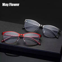 Óculos de leitura tipo olho de gato, óculos retrô de liga de flor, óculos anti-azul para mulheres, armação de óculos para leitura 2024 - compre barato