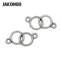 JAKONGO-Conectores de doble círculo chapados en plata antigua para fabricación de joyas, pulsera, accesorios de bricolaje, 22x12mm 2024 - compra barato