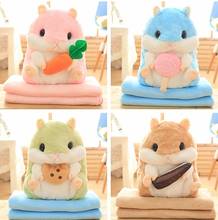 Cute hamster pillow blanket dual purpose car cushion blanket folding air conditioning blanket pillow coral blanket pillow 2024 - buy cheap