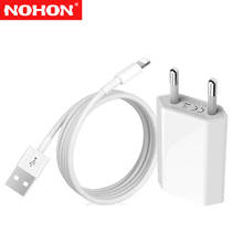 NOHON 1A EU USB зарядное устройство + 1 м USB зарядный кабель для iPhone 6S 6 7 8 Plus X XS MAX XR 5S 5 быстрое настенное зарядное устройство адаптер кабели для передачи данных 2024 - купить недорого