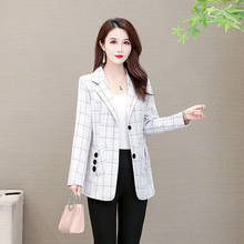 5XL New Autumn Blazer Women Jackets Plaid Oversized Office Ladies Blazers Long Sleeve Slim Business Vintage Coats Women Spring 2024 - buy cheap