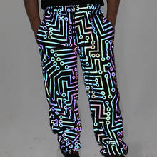New 2021 Men geometric circuit lines colorful reflective hip hop pants women harajuku punk joggers casual jogging men sweatpants 2024 - buy cheap