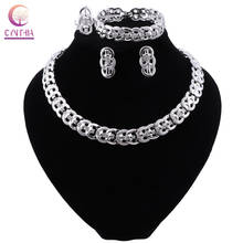 CYNTHIA New Dubai Fashion Jewelry Sets Women Silver Color Necklace Bracelet Earrings Ring  Wedding Bridal Jewelry Accessories 2024 - buy cheap