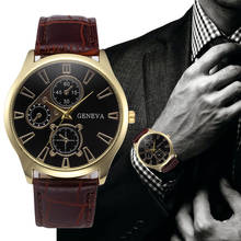 Geneva Watch Mens Retro Design Leather Band Analog Alloy Quartz Wrist Watch Luxury Mechanical Watch Leisure Relogio Masculino 2024 - buy cheap