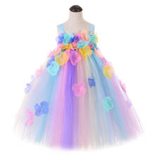 Vestido de tutú de flores para niña, vestido largo para desfile de bodas, disfraz de flores de princesa, regalos de cumpleaños de Carnaval 2024 - compra barato
