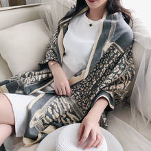 Bufanda de seda de leopardo para mujer, chales de Cachemira de lujo, Pashmina de lana, capa de otoño e invierno 2024 - compra barato