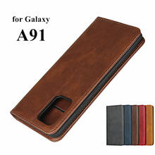 Capa couro de proteção para telefone, para samsung galaxy a91 a71 a51 porta cartão com coldre magnético de atração 2024 - compre barato