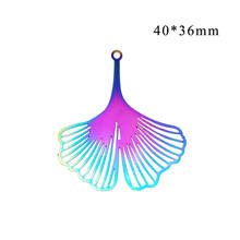 20pcs/lot Gradient Color Hollow Out Leaves Shape Charms 40*36mm Stainless Steel Earring Making Pendants 2024 - buy cheap