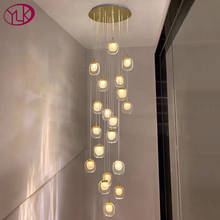 Candelabro de cristal moderno para escalera, lámpara led de lujo para pasillo, sala de estar creativa, accesorios de iluminación dorados para decoración del hogar 2024 - compra barato