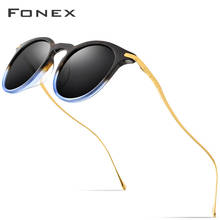 FONEX Acetate Polarized Sunglasses Men Vintage Round Titanium Sun Glasses for Women 2020 High Quality Mirror UV400 Shades 857 2024 - buy cheap