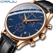 CRRJU Mens Leather Sports Waterproof Watches Fashion Dress Casual Watch for Man Quartz Chronograph  Men's Watch reloj hombre 2024 - buy cheap
