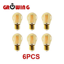 Lâmpada de filamento edison g45 4w., lâmpada e27 com 220v vintage e vidro dourado de 6 cabeças, 2700k. 2024 - compre barato