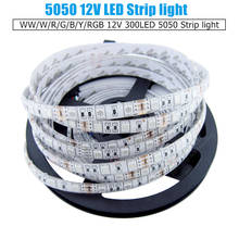 LED strip 5050 SMD 5M 12V fexible led ribbon LED light led tape 60LED/M,white/warm /blue/RGB/green/red/yellow free shipping 2024 - buy cheap