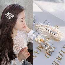 New Fashion Women Pearl Hair Clip Snap Hair Barrette Stick Hairpin Hair Styling Accessories For Women Girls 2024 - buy cheap
